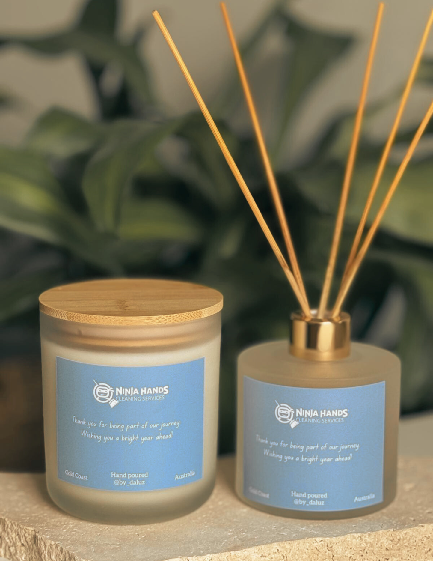 Personalised glass candle & Reed diffuser