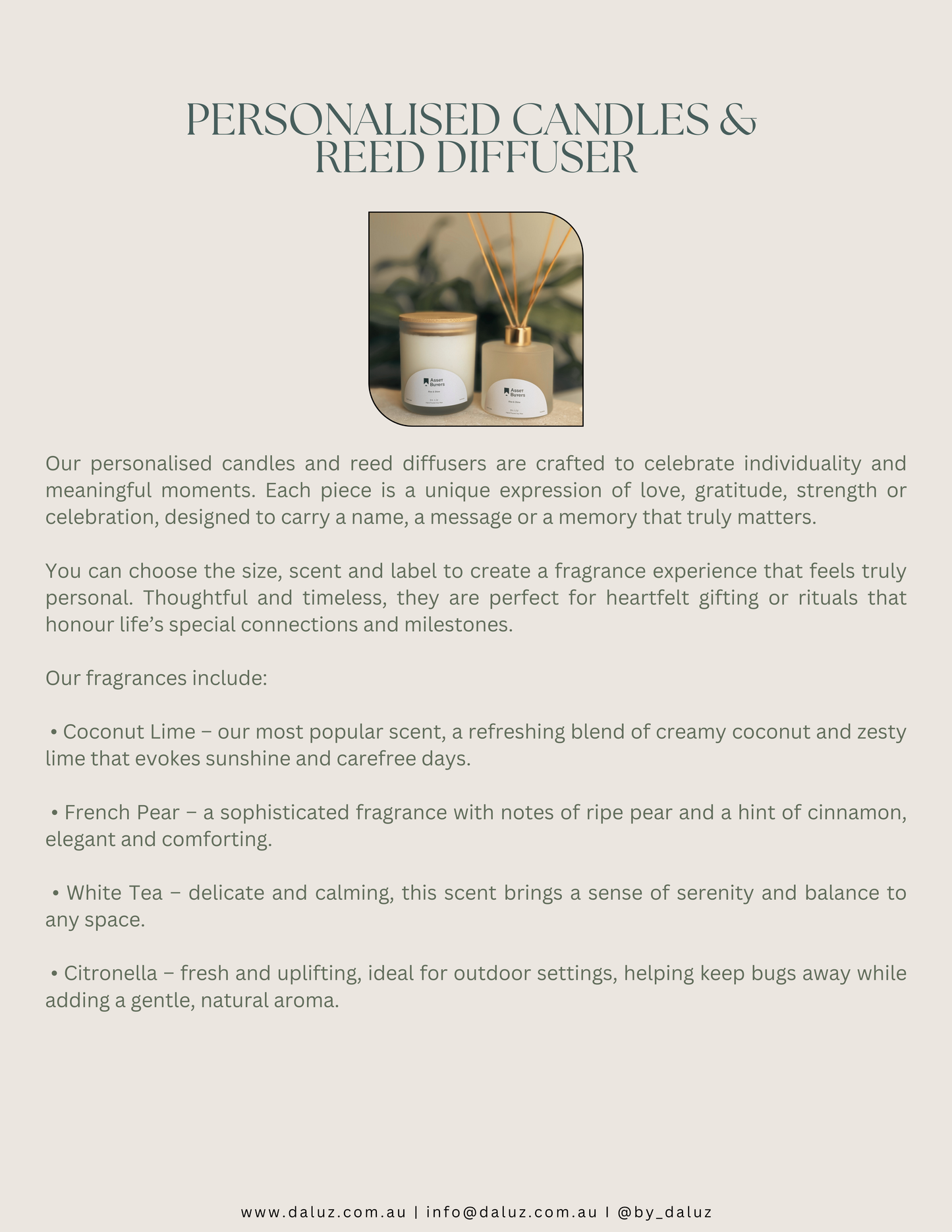 Personalised glass candle & Reed diffuser